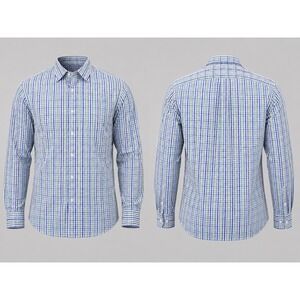 Turnbull & Asser Dress Shirt Mens 16.5-42 Blue Checked  England Made
